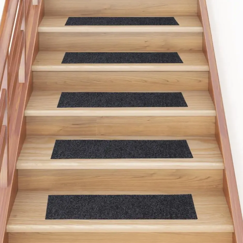 vidaXL - Trapmat - Donkergrijs - Polypropyleen - 76 x 20 cm - 15 stuks