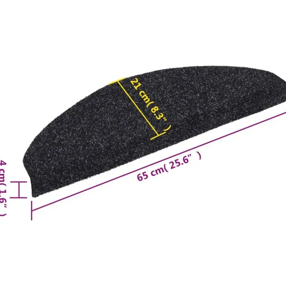 vidaXL - Trapmat - Zwart - Polypropyleen - 65 x 21 x 4 cm - 15 stuks
