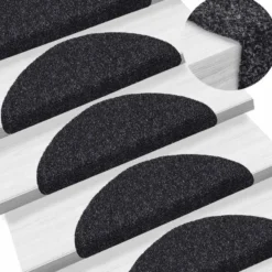 vidaXL - Trapmat - Zwart - Polypropyleen - 56 x 17 x 3 cm - 5 stuks