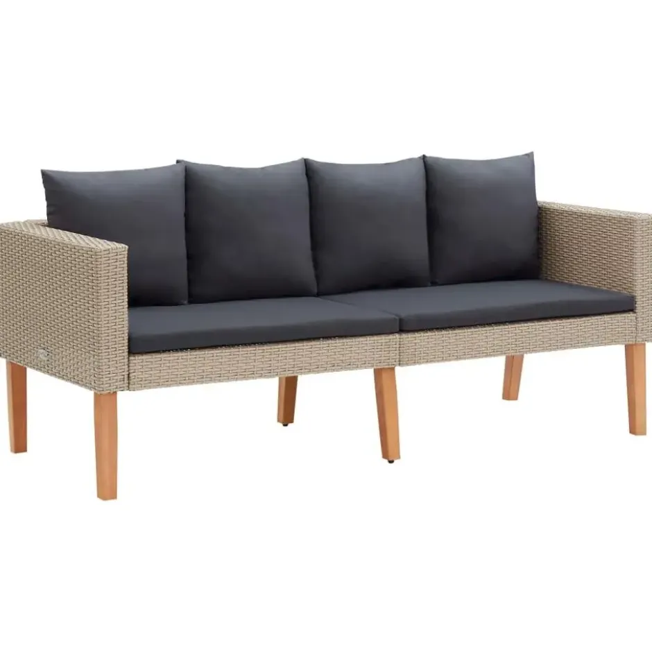 vidaXL - Tuinbank - Beige - Poly rattan