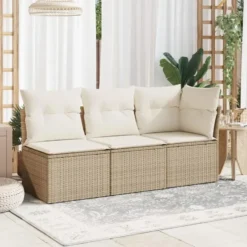 vidaXL - Tuinbank - Beige - Poly rattan