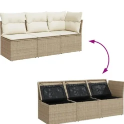 vidaXL - Tuinbank - Beige - Poly rattan