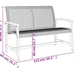 vidaXL - Tuinbank - Beige - Poly rattan en acaciahout beige - 112 cm