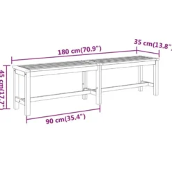 vidaXL - Tuinbank bruin - Massief acaciahout - 180x35x45 cm