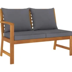 vidaXL - Tuinbank - Bruin - Stof - Met donkergrijs kussen - 114.5 cm