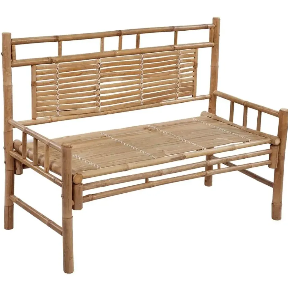 vidaXL - Tuinbank - Crème - Bamboe - 120 cm - Met kussen