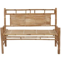 vidaXL - Tuinbank - Crème - Bamboe - 120 cm - Met kussen