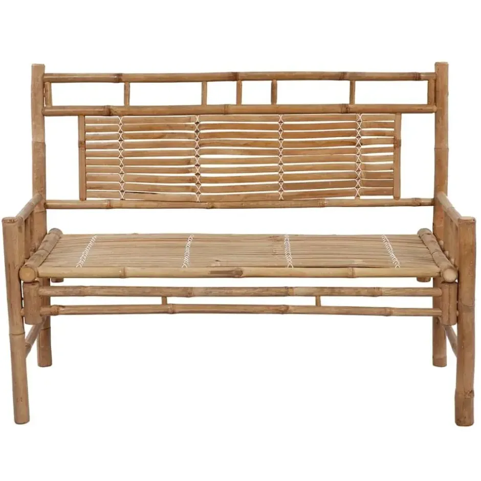 vidaXL - Tuinbank - Crème - Bamboe - 120 cm - Met kussen