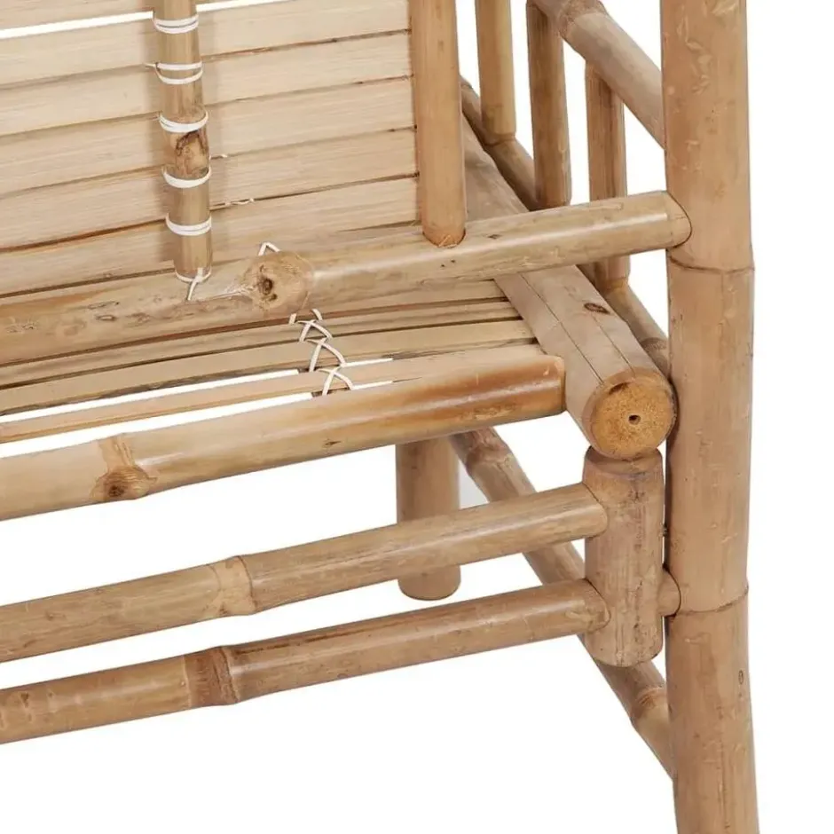 vidaXL - Tuinbank - Crème - Bamboe - 120 cm - Met kussen