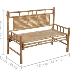 vidaXL - Tuinbank - Crème - Bamboe - 120 cm - Met kussen
