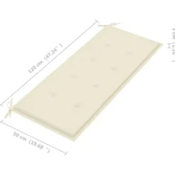 vidaXL - Tuinbank - Crème - Bamboe - 120 cm - Met kussen