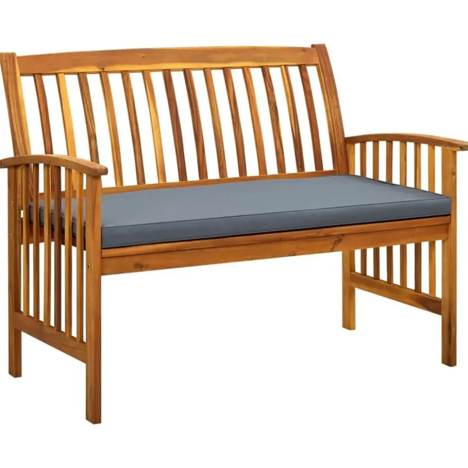 vidaXL - Tuinbank - Donkergrijs - Acaciahout - 119 cm - Met kussen