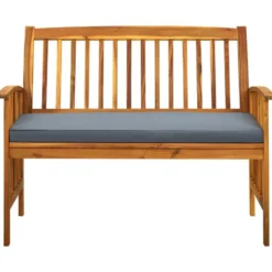 vidaXL - Tuinbank - Donkergrijs - Acaciahout - 119 cm - Met kussen