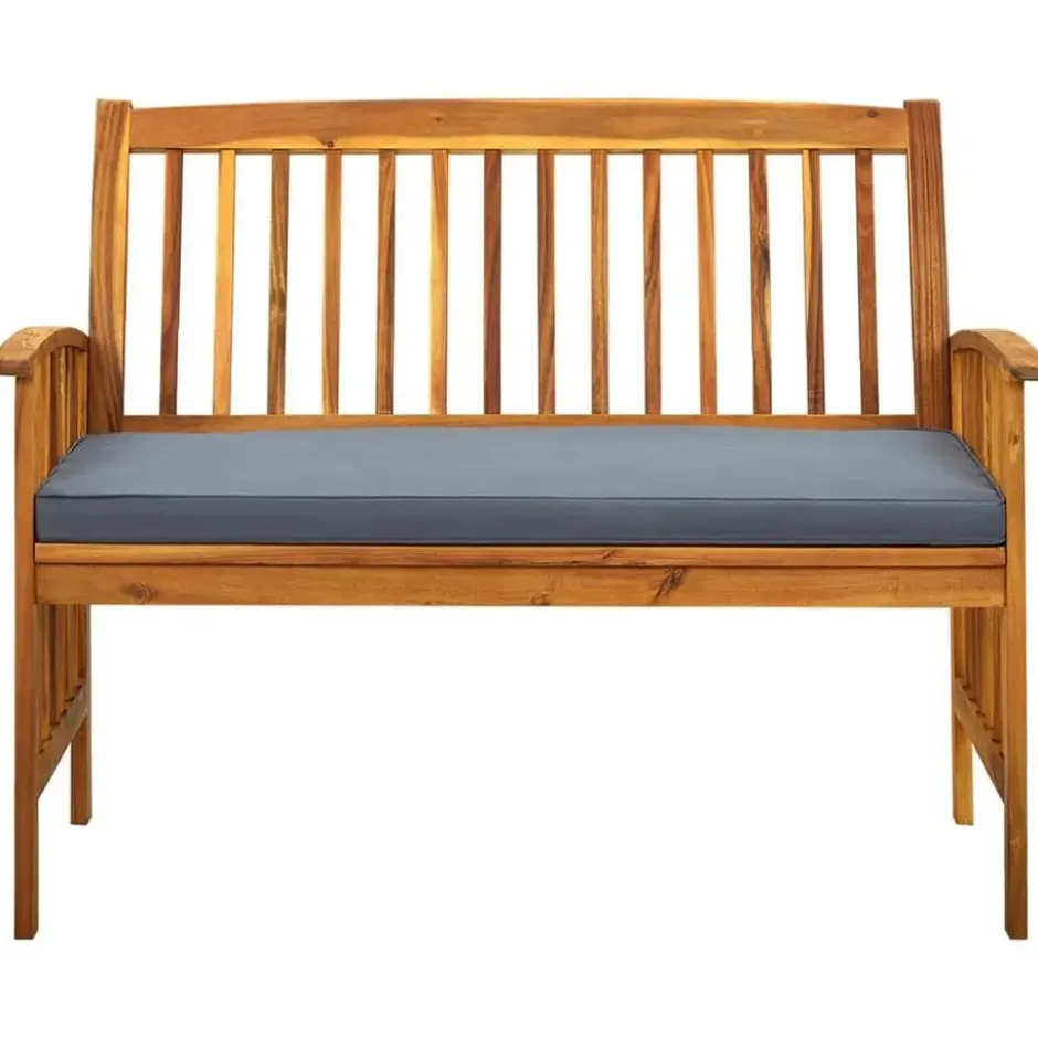 vidaXL - Tuinbank - Donkergrijs - Acaciahout - 119 cm - Met kussen