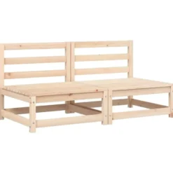 vidaXL - Tuinbanken 2 st zonder armleuningen met kussens - Naturel - grenenhout