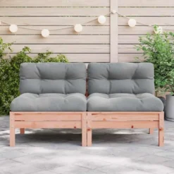 vidaXL - Tuinbanken zonder armleuningen - Bruin - Hout - 2 stuks - Met kussens