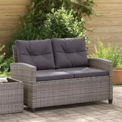 vidaXL - Tuinbank - Grijs - Poly rattan