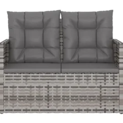 vidaXL - Tuinbank - Grijs - Poly rattan - 105 cm - Met Antraciet kussens