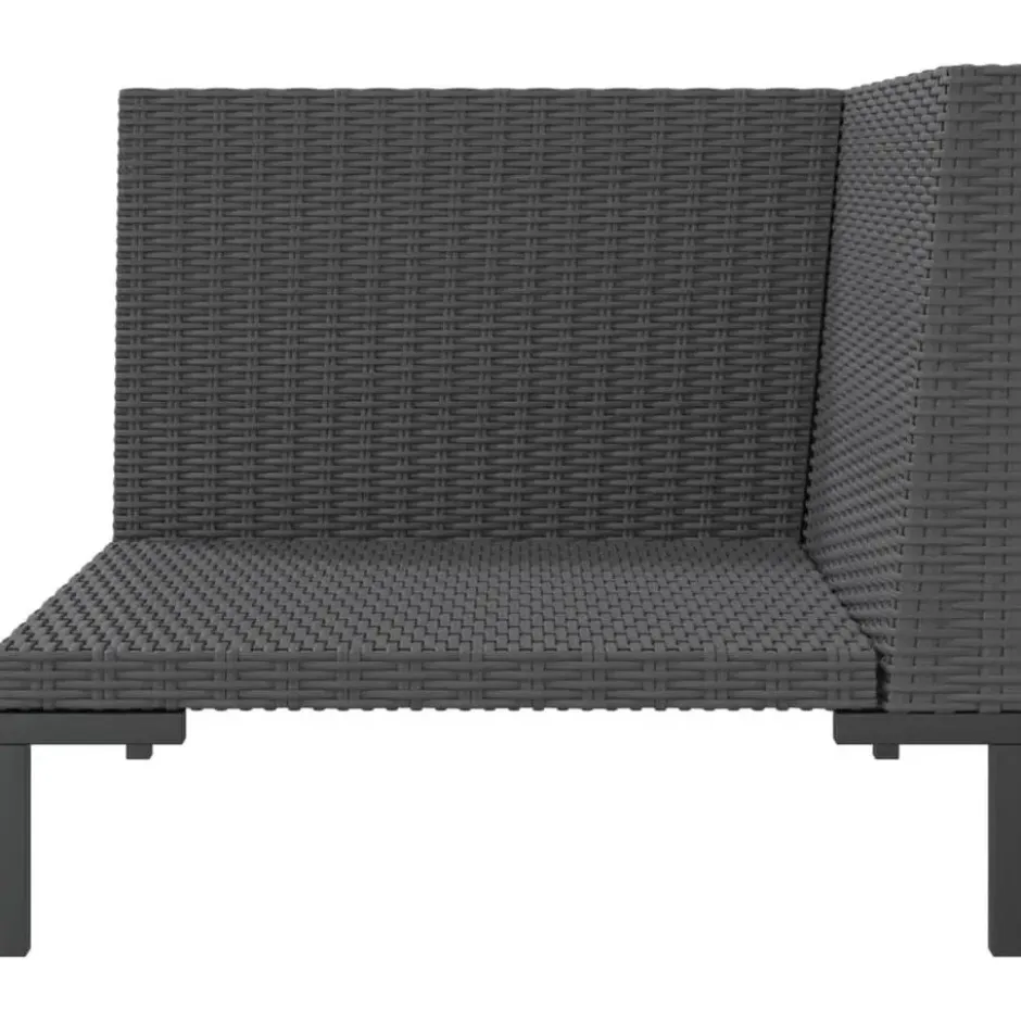 vidaXL - Tuinbank - Grijs - Poly rattan - Met kussens