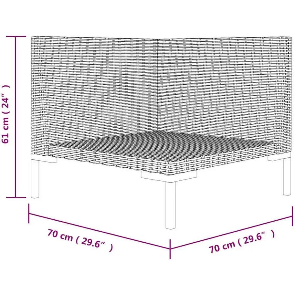 vidaXL - Tuinbank - Grijs - Poly rattan - Met kussens