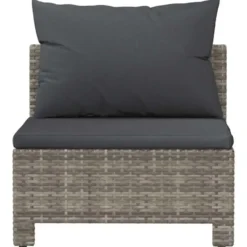 vidaXL - Tuinbank - Grijs - Poly rattan - Met kussens