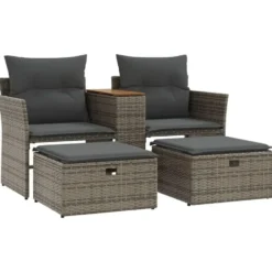 vidaXL - Tuinbank - Grijs - Poly rattan