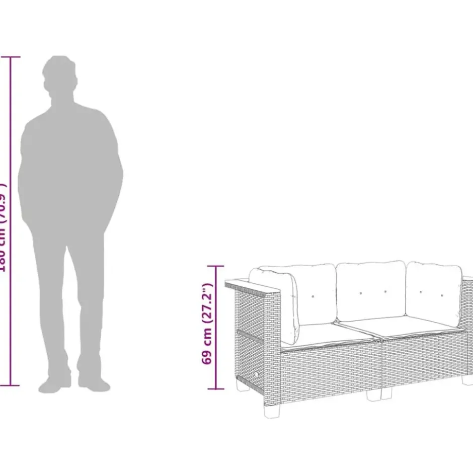 vidaXL - Tuinbank - Grijs - Poly rattan