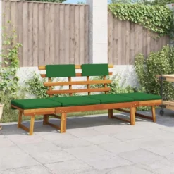 vidaXL - Tuinbank 2-in-1 - Groen - Acaciahout - 190 cm - Met kussens