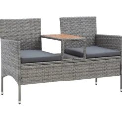 vidaXL - Tuinbankje - Grijs - Poly rattan