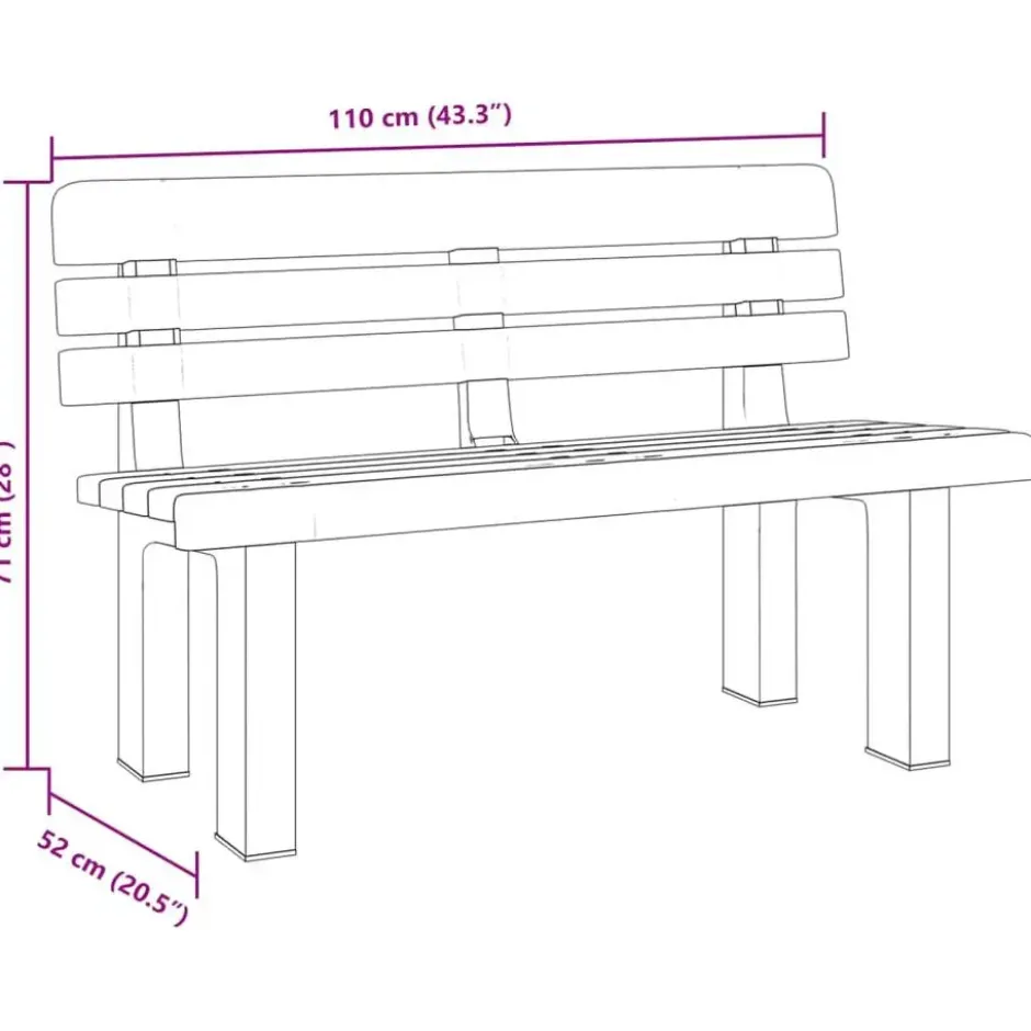 vidaXL - Tuinbankje - Groen - Polypropeen - 110x52x71 cm