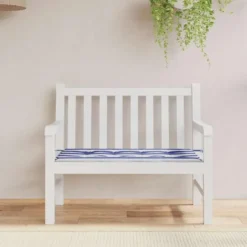 vidaXL - Tuinbankkussen gestreept 100x50x4 cm oxford stof wit en blauw
