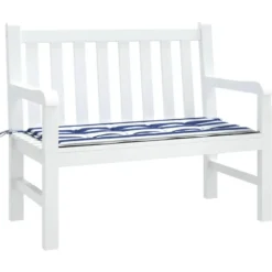 vidaXL - Tuinbankkussen gestreept 100x50x4 cm oxford stof wit en blauw