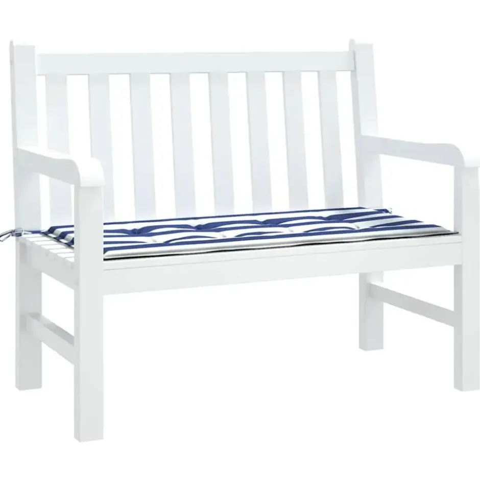 vidaXL - Tuinbankkussen gestreept 100x50x4 cm oxford stof wit en blauw