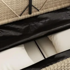 vidaXL - Tuinbank met crème kussens - Beige poly rattan - 113x61x87 cm
