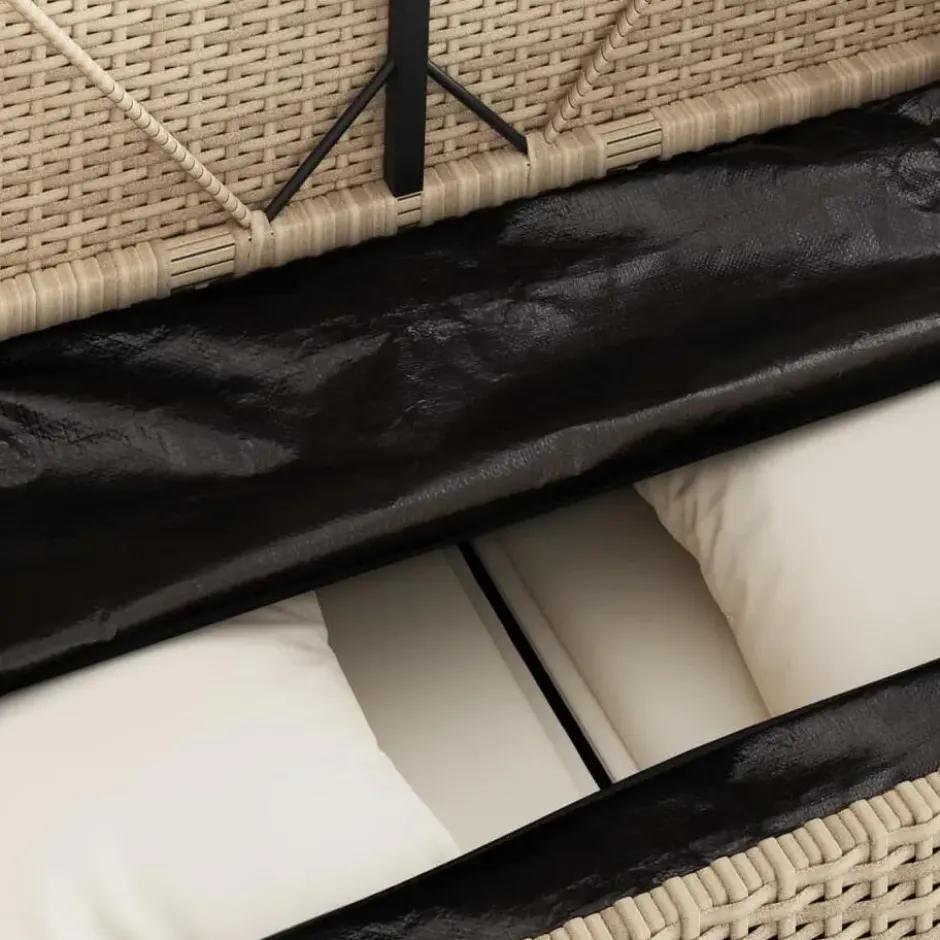 vidaXL - Tuinbank met crème kussens - Beige poly rattan - 113x61x87 cm