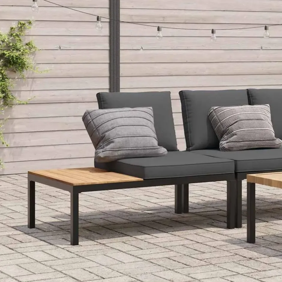 vidaXL - Tuinbank met kussens - Zwart - Aluminium - 110x73x73 cm