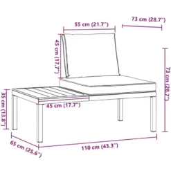 vidaXL - Tuinbank met kussens - Zwart - Aluminium - 110x73x73 cm