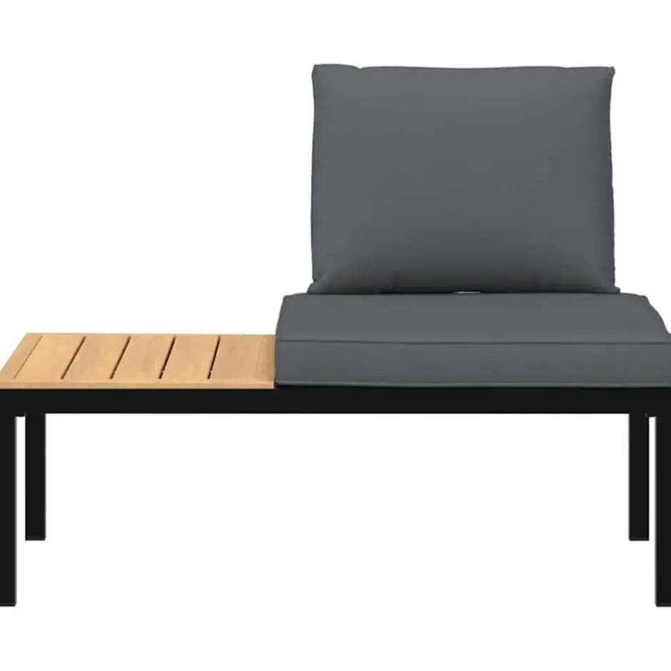 vidaXL - Tuinbank met kussens - Zwart - Aluminium - 110x73x73 cm