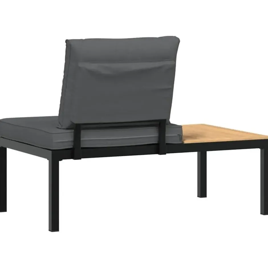 vidaXL - Tuinbank met kussens - Zwart - Aluminium - 110x73x73 cm