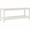 vidaXL - Tuinbank met opbergruimte - Wit - Massief grenenhout - 108x35x45 cm