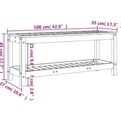 vidaXL - Tuinbank met opbergruimte - Wit - Massief grenenhout - 108x35x45 cm