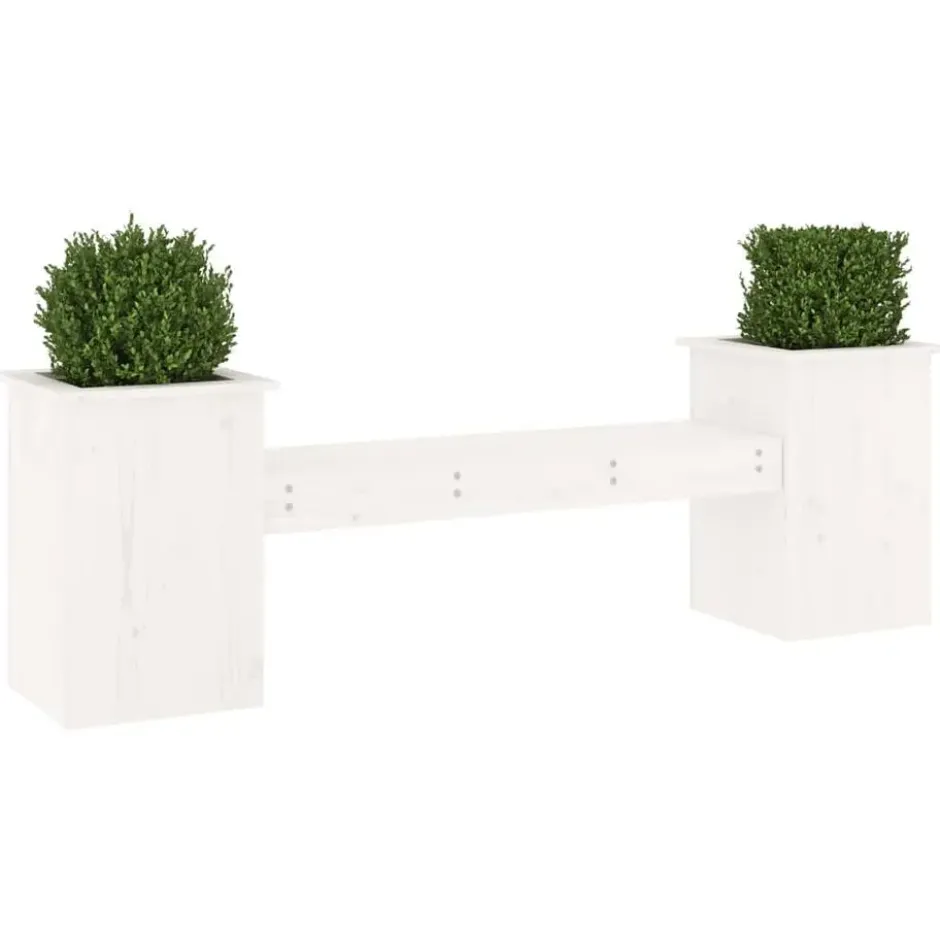 vidaXL -Tuinbank met plantenbakken - Wit - Grenenhout - 184.5x39.5x56.5 cm