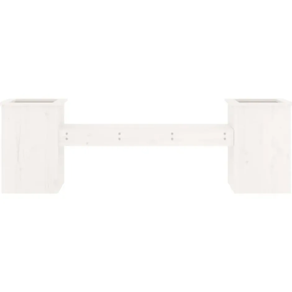 vidaXL -Tuinbank met plantenbakken - Wit - Grenenhout - 184.5x39.5x56.5 cm