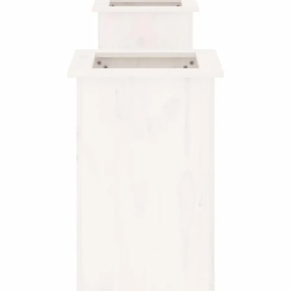 vidaXL -Tuinbank met plantenbakken - Wit - Grenenhout - 184.5x39.5x56.5 cm