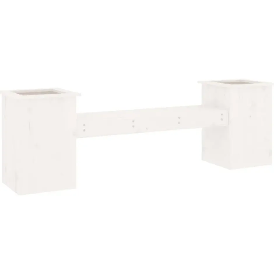 vidaXL -Tuinbank met plantenbakken - Wit - Grenenhout - 184.5x39.5x56.5 cm