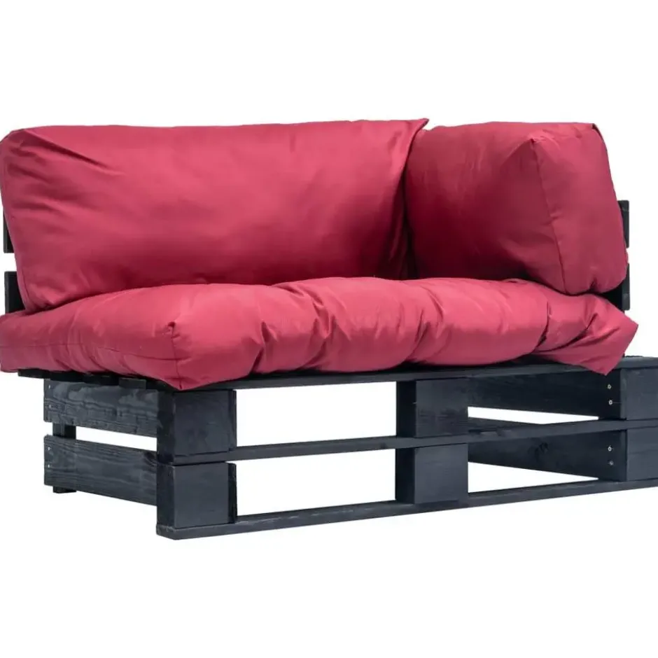 vidaXL Tuinbank met rode kussens pallet grenenhout Rood