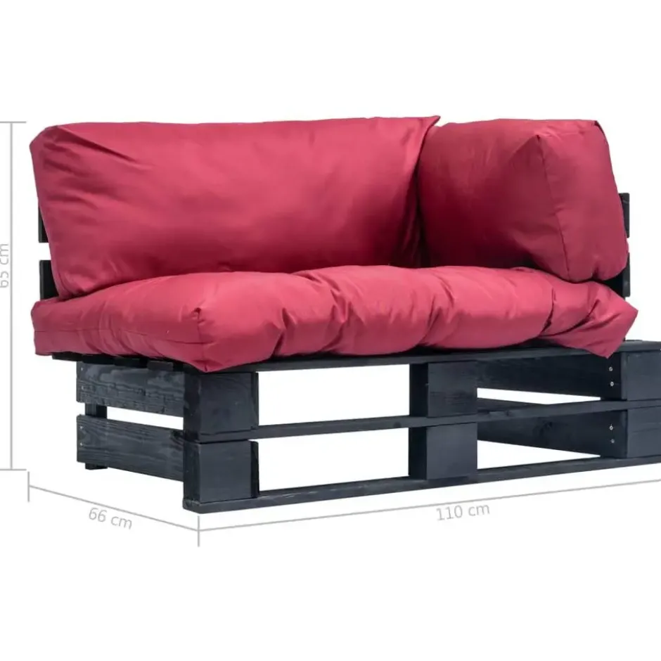 vidaXL Tuinbank met rode kussens pallet grenenhout Rood