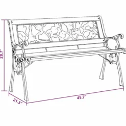 vidaXL - Tuinbank met rugleuning rozenpatroon - Metaal en Hout - 116 cm