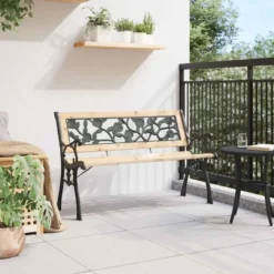 vidaXL - Tuinbank met rugleuning rozenpatroon - Metaal en Hout - 116 cm