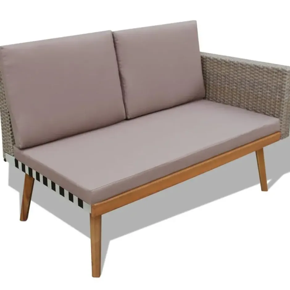 vidaXL - Tuinbank Set - Grijs - Poly rattan